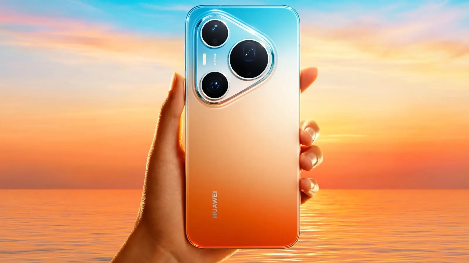 Huawei Pura 90 Plus with curved frame and triangular cameras